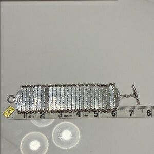 Lois Hill Silver Metallic Wide Link Bracelet